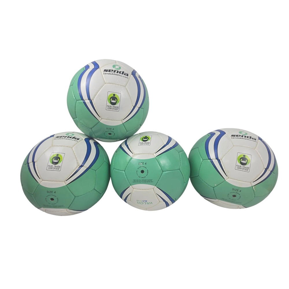 Lot of 4 Senda Futsal Balls Size 4 Valor XLS Club Indoor Hard-court Teal w Bag